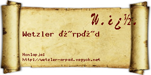 Wetzler Árpád névjegykártya
